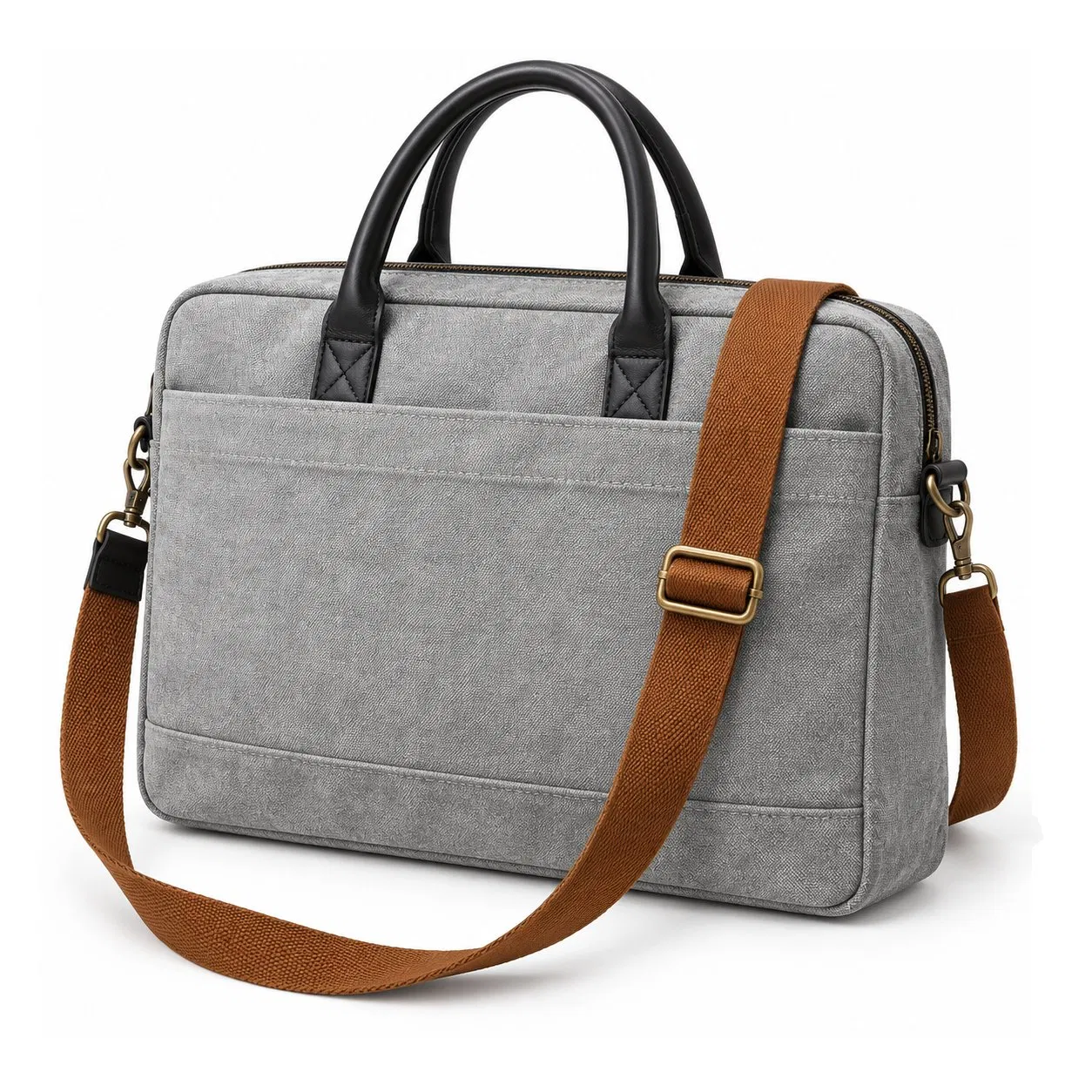 Vintage Waxed Canvas Laptop Briefcase Messenger Bag with Adjustable Shoulder Strap