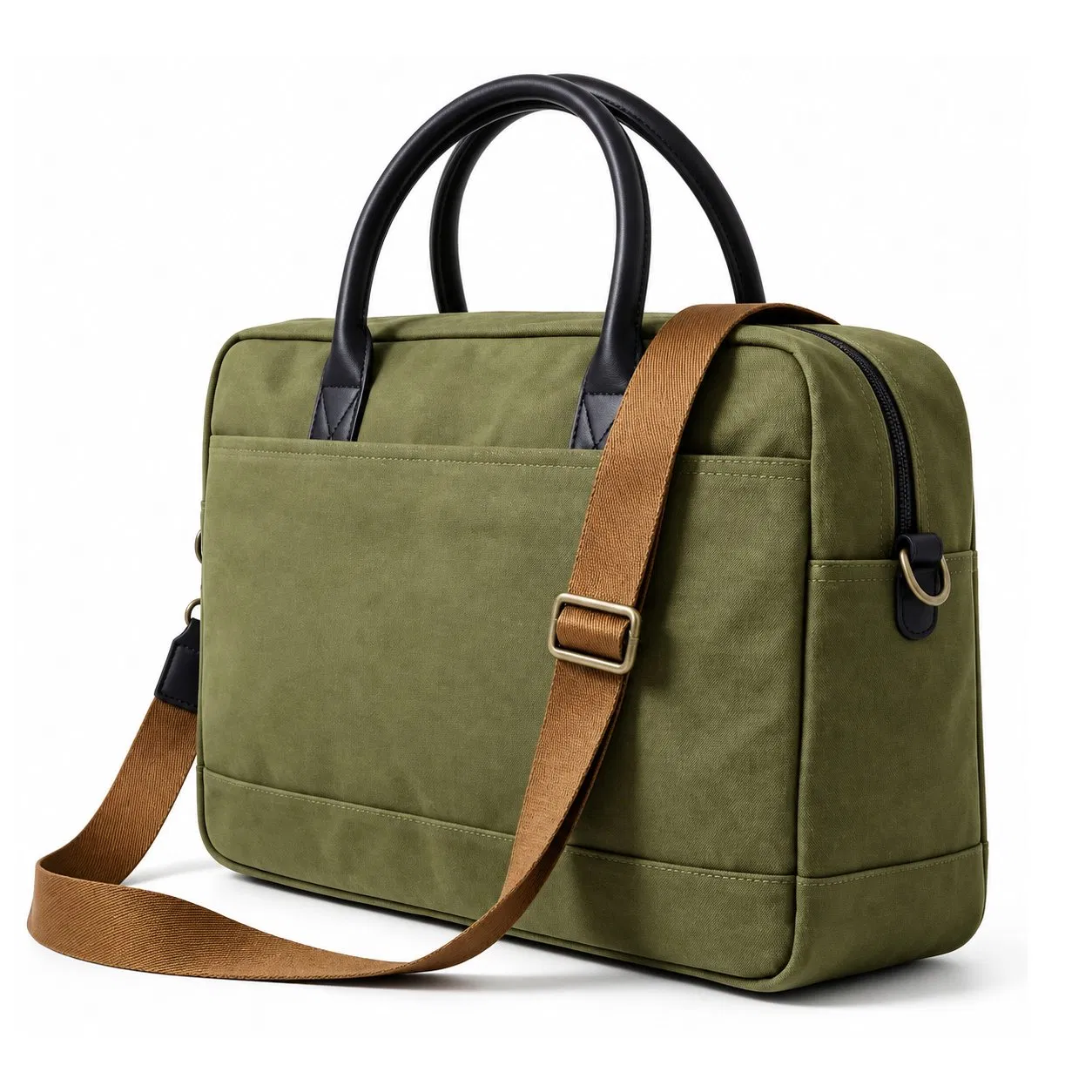 Vintage Waxed Canvas Laptop Briefcase Messenger Bag with Adjustable Shoulder Strap