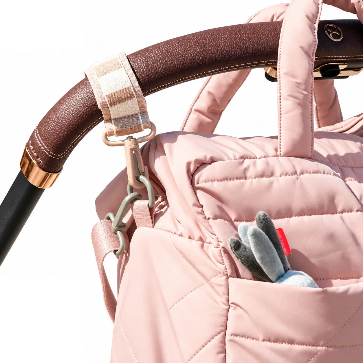 Custom Logo Quilted Oxford Diaper Tote Bag Large Capacity Waterproof Baby Stroller Caddy