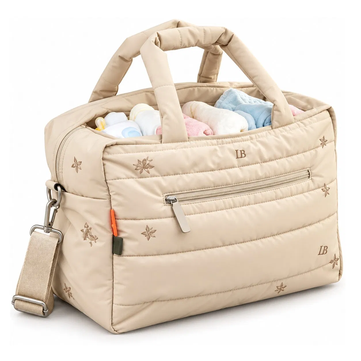 Custom Logo Quilted Oxford Diaper Tote Bag Large Capacity Waterproof Baby Stroller Caddy