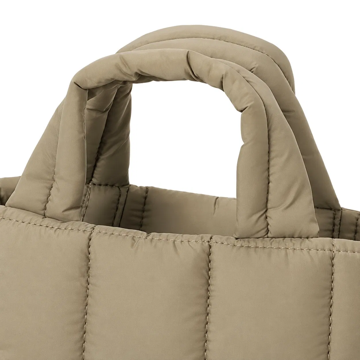 Custom Logo Quilted Mini Tote Bag Lightweight Nylon Puffer Handbag with Detachable Crossbody Strap