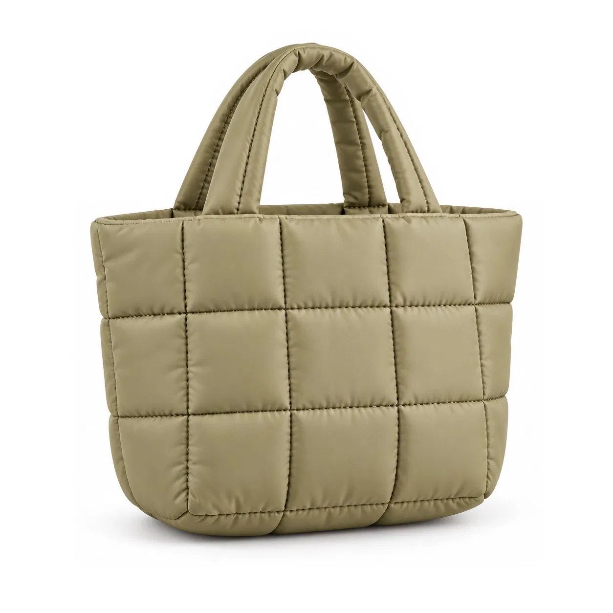 Custom Logo Quilted Mini Tote Bag Lightweight Nylon Puffer Handbag with Detachable Crossbody Strap