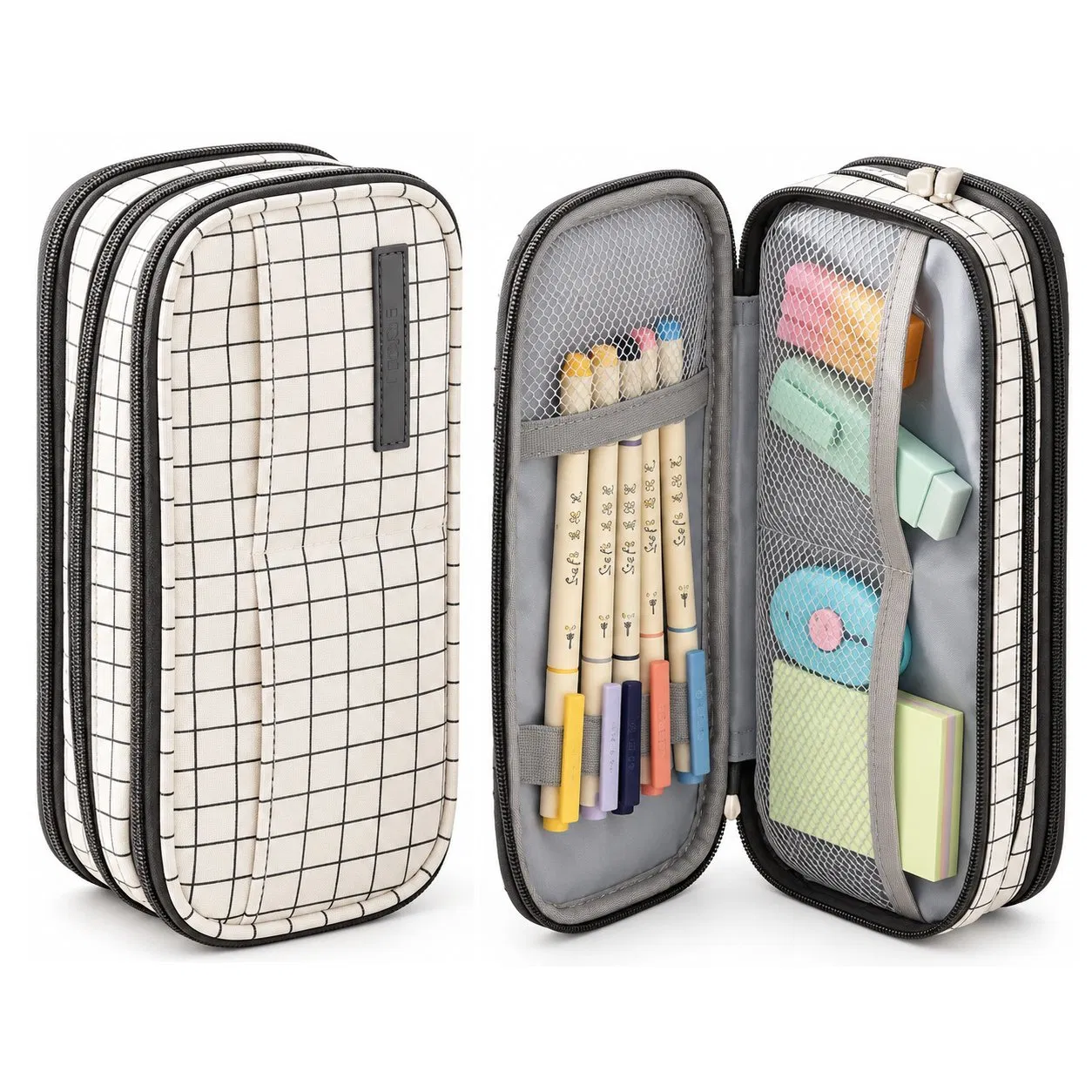 Custom Printed Three Layer Pencil Case Large Capacity Polyester Stationery Organizer