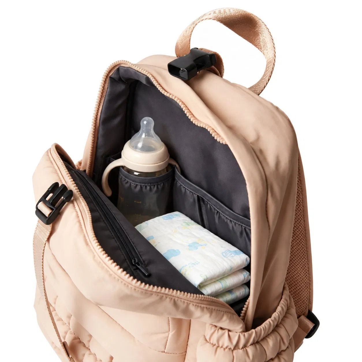 Custom Nylon Diaper Backpack with Insulated Pockets and Changing Pad for Travel