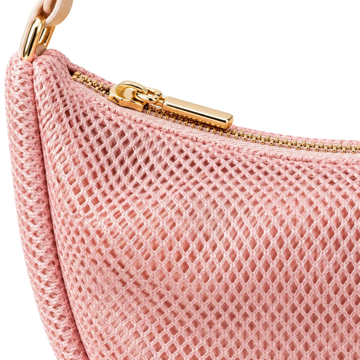 Custom Lightweight Mesh Hobo Shoulder Bag with Adjustable Strap and Zipper Closure