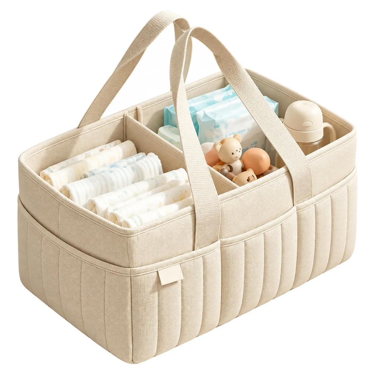 Custom Cotton Baby Diaper Caddy Organizer Portable Nursery Storage Basket with Compartments