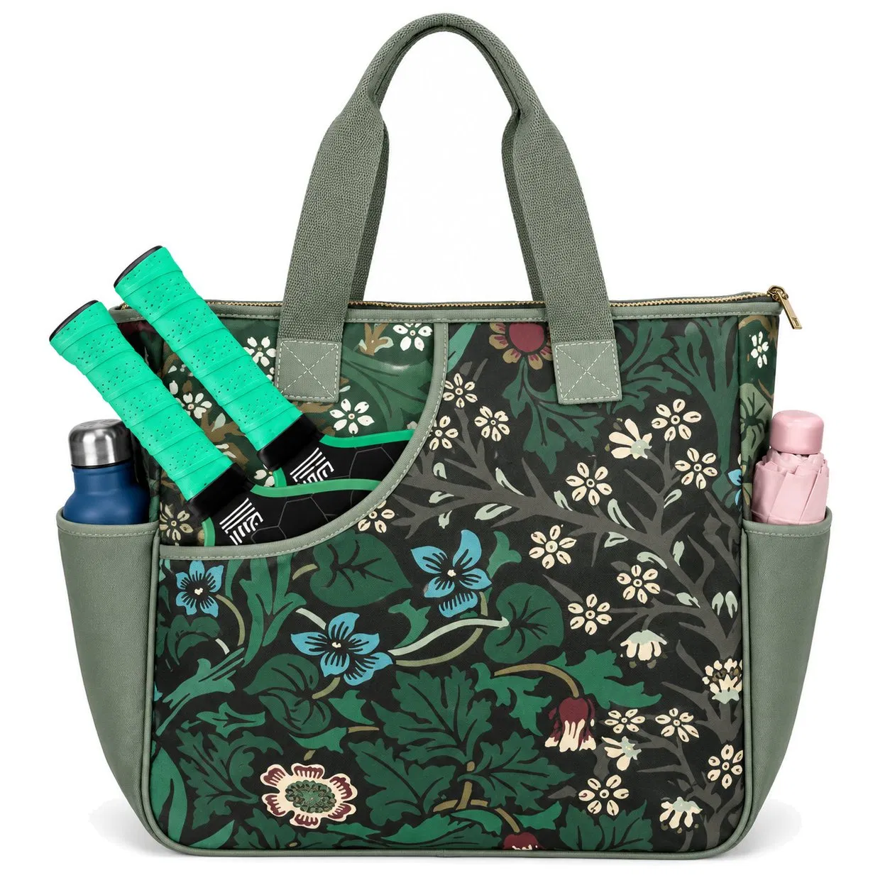 Custom Floral Pickleball Paddle Tote Bag Nylon Tennis Badminton Racket Sports Organizer
