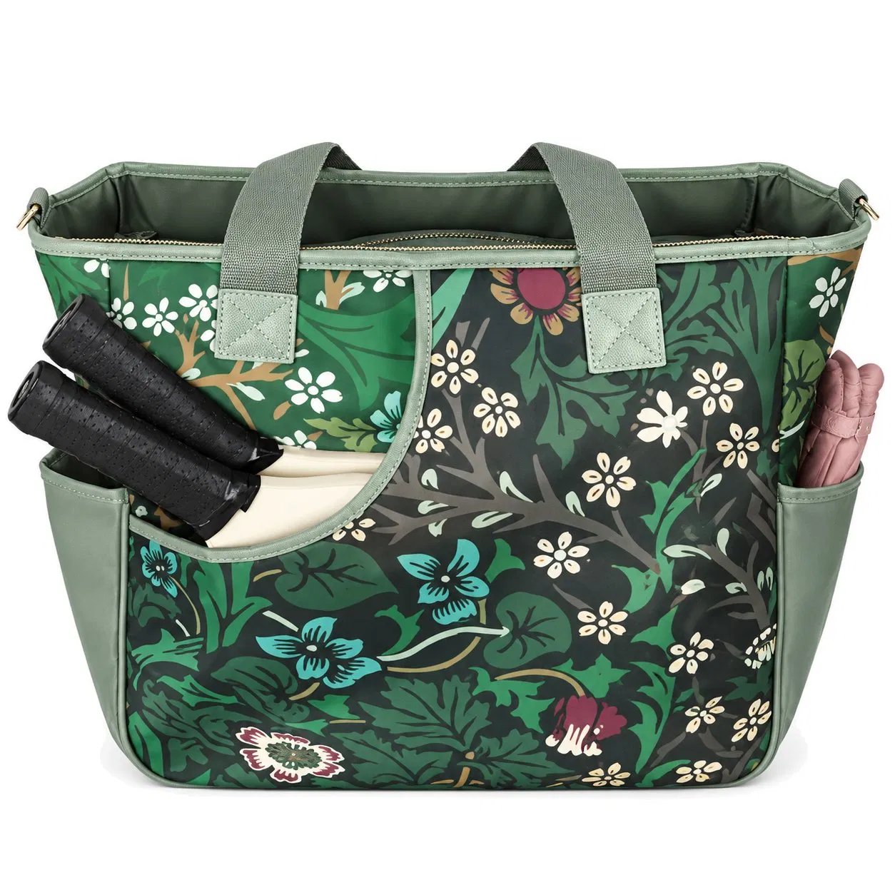 Custom Floral Pickleball Paddle Tote Bag Nylon Tennis Badminton Racket Sports Organizer