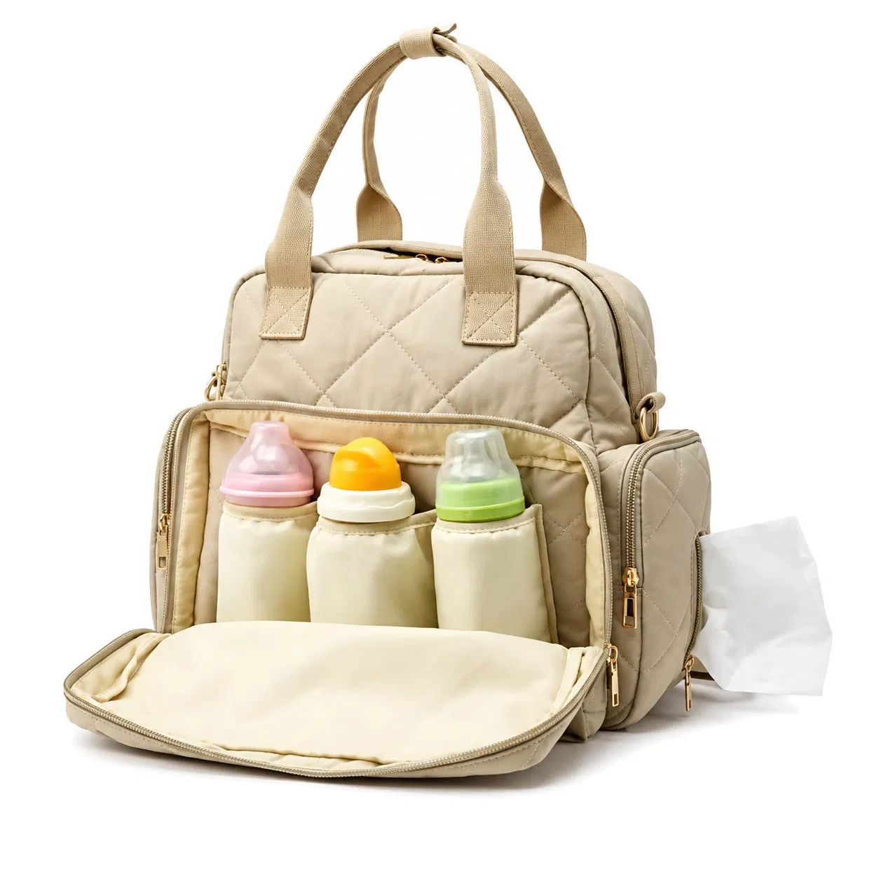 Custom Quilted Diaper Bag Large Capacity Mommy Travel Handbag with Multiple Pockets