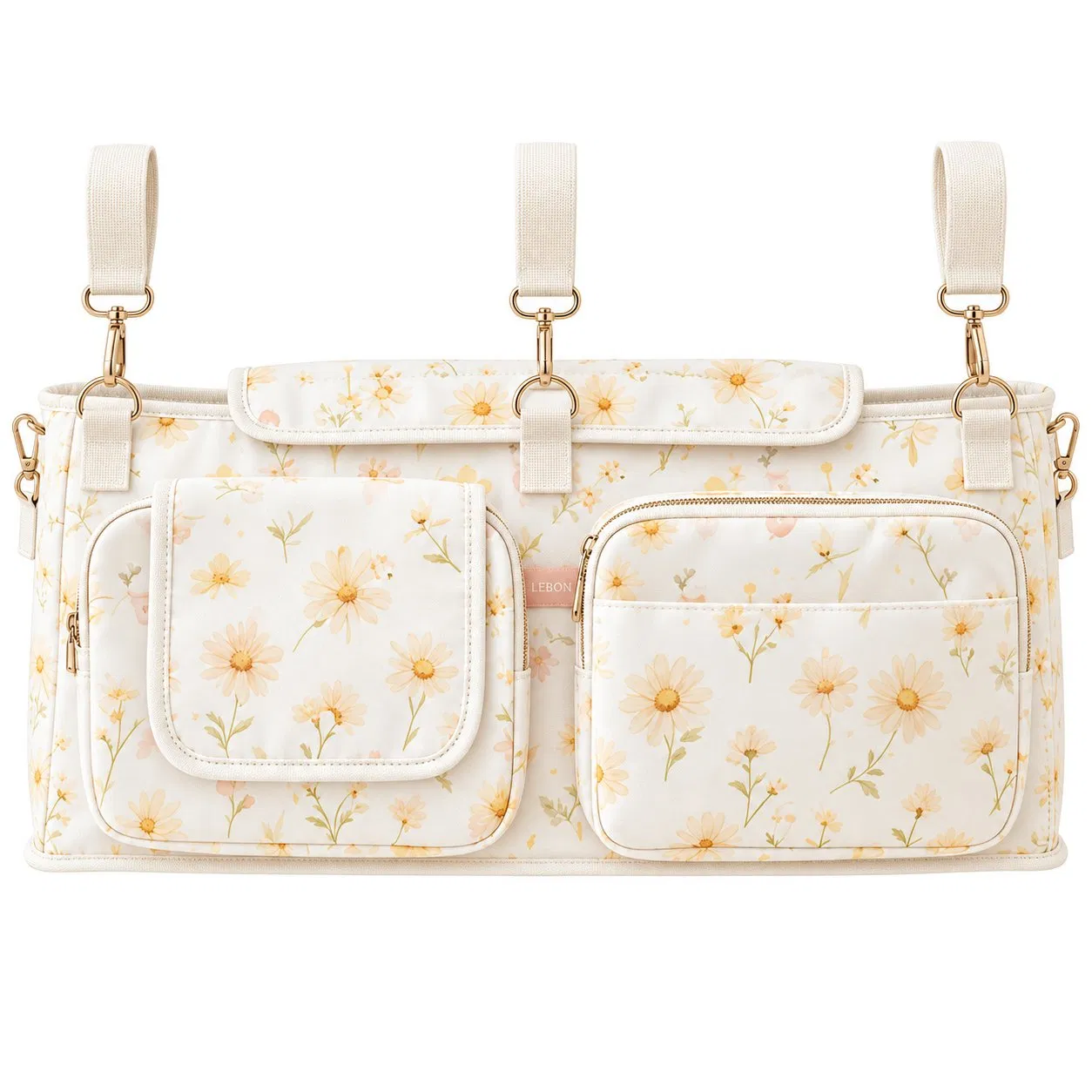Custom Polyester Double Stroller Organizer Bag Portable Baby Caddy with Insulated Pockets