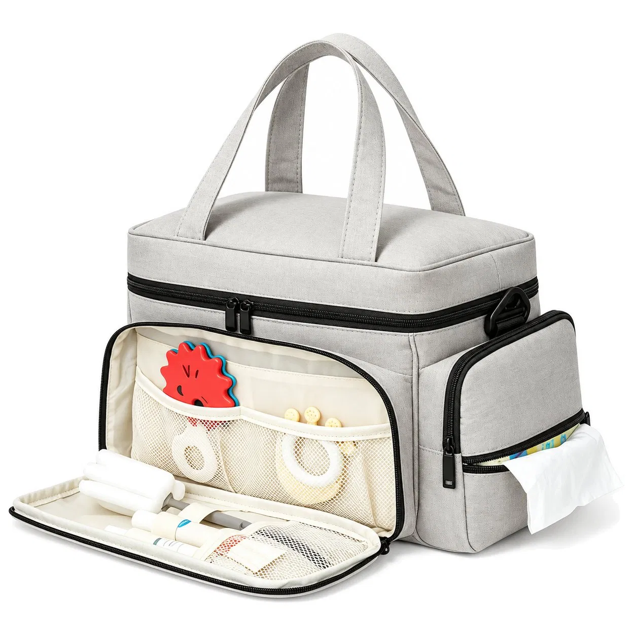 Custom Nylon Insulated Breast Pump Tote Baby Milk Bottle Storage Bag with Zipper