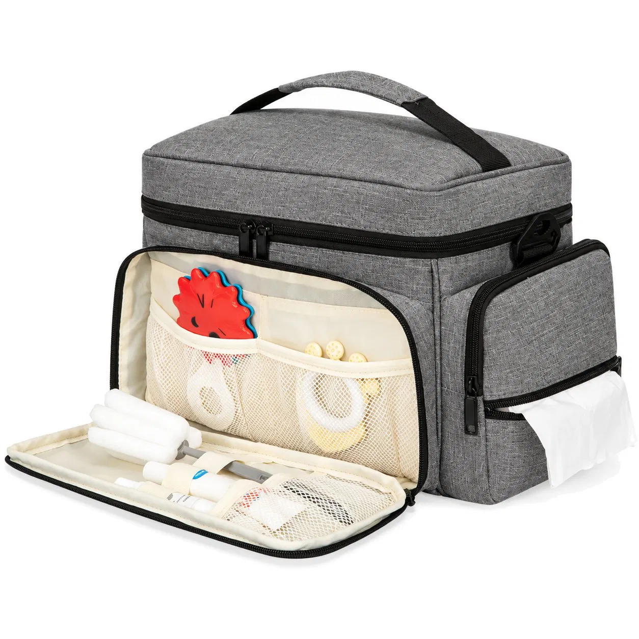 Custom Nylon Insulated Breast Pump Tote Baby Milk Bottle Storage Bag with Zipper