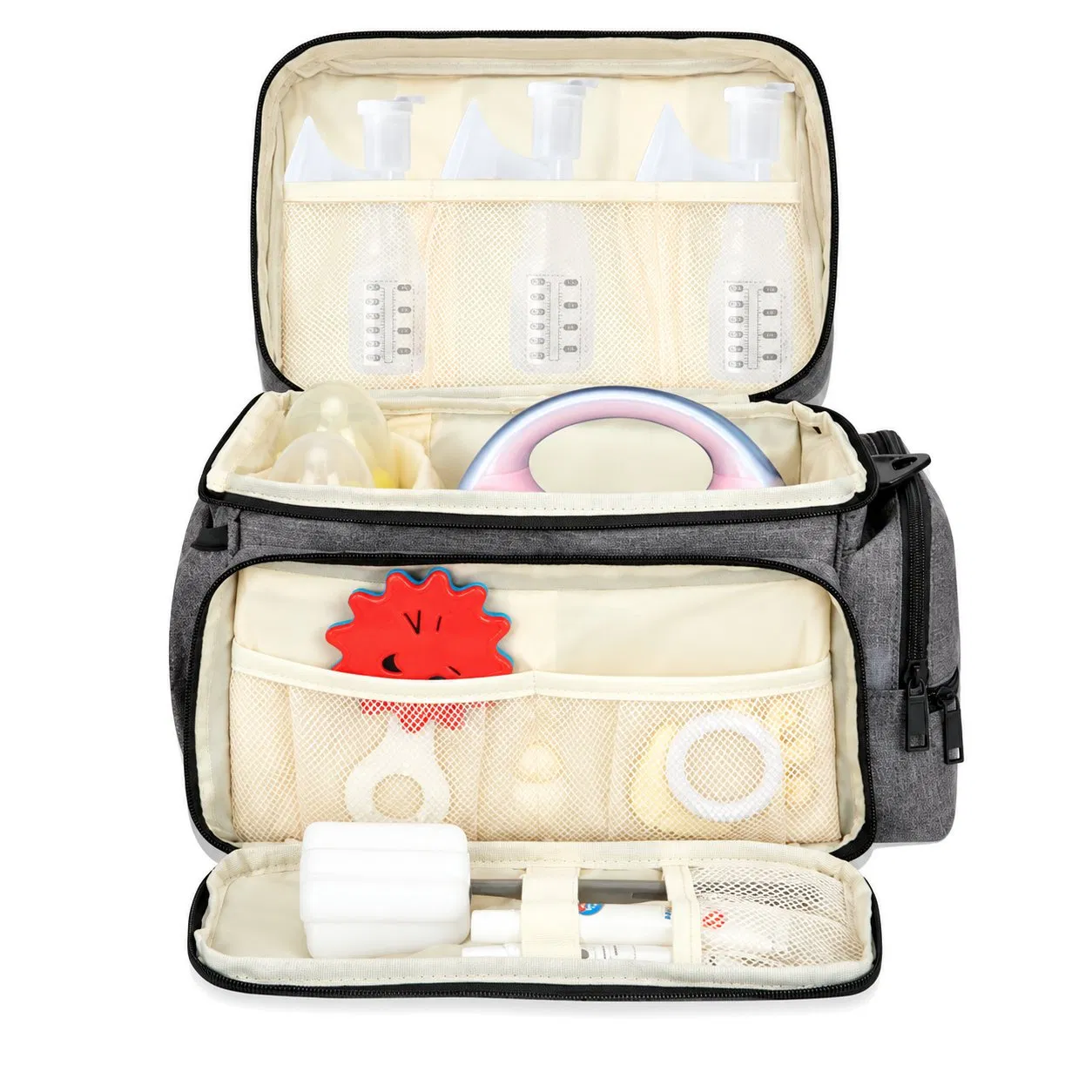 Custom Nylon Insulated Breast Pump Tote Baby Milk Bottle Storage Bag with Zipper