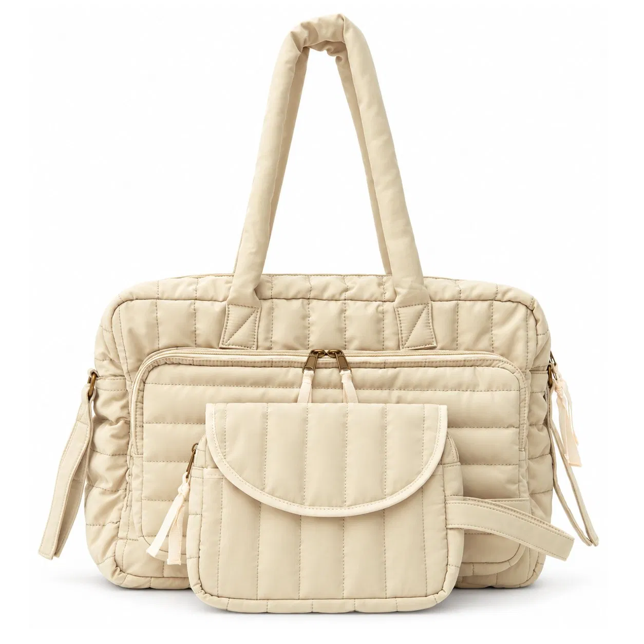Custom Nylon Baby Diaper Shoulder Bag Stroller Organizer with Dual Bottle Holders