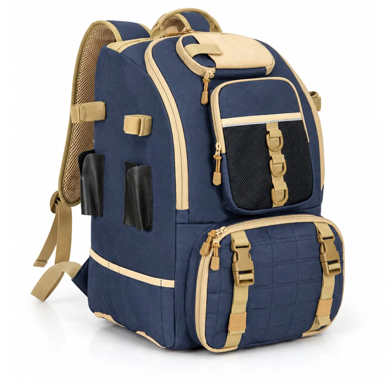Oxford Fishing Tackle Backpack with Adjustable Divider and Rod Holders for Camping