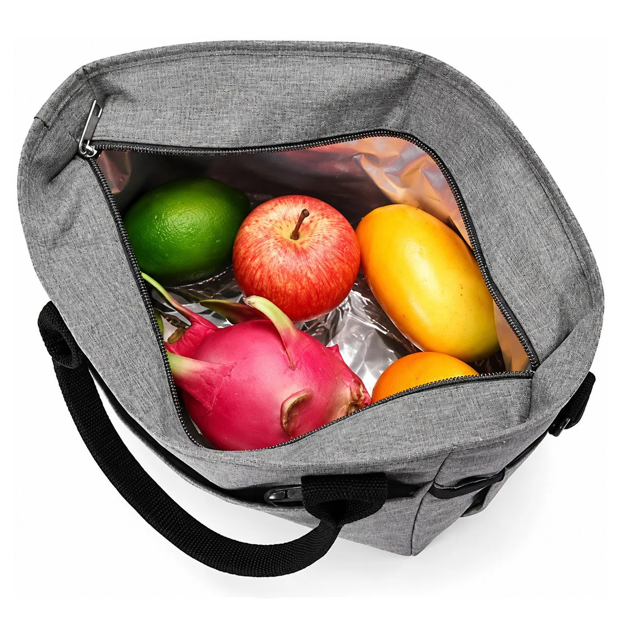 Reusable Insulated Lunch Tote Cooler Bag with Shoulder Strap and Side Pockets