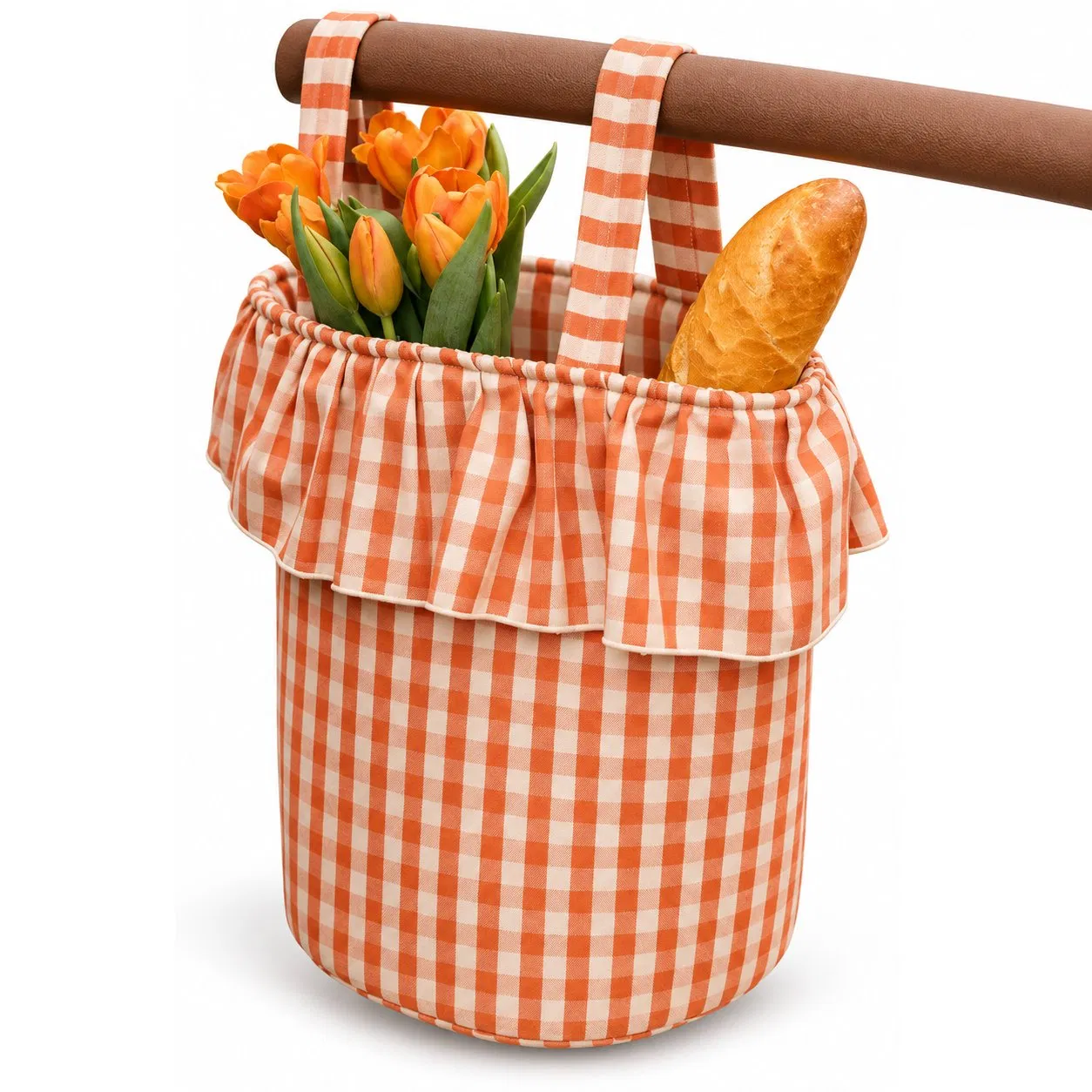 Custom Checkered Stroller Hanging Basket Bag Portable Baby Diaper Organizer