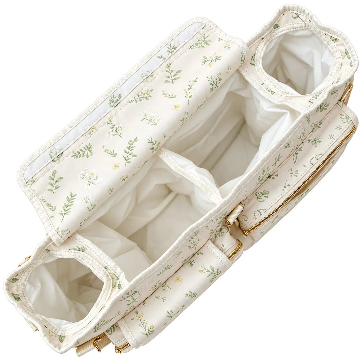 Insulated Double Stroller Caddy Organizer Bag with Cup Holders and Storage Pockets