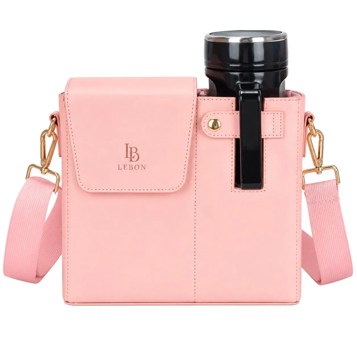 Women PU Crossbody Shoulder Tote Bag with Cup Sleeve and Multi Pocket Organizer