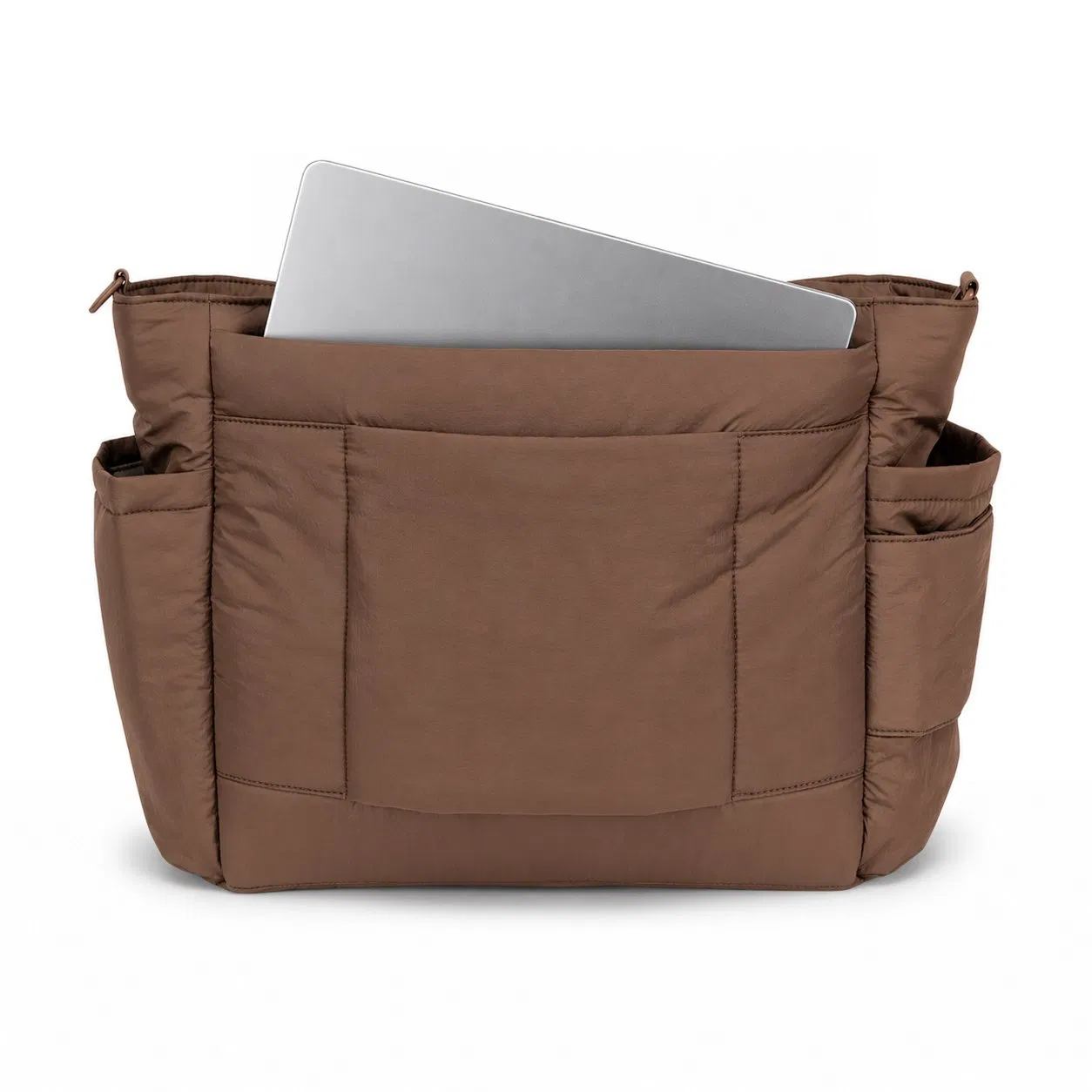Multi Functional Nylon Diaper Tote Bag with Laptop Storage and Insulated Bottle Pockets