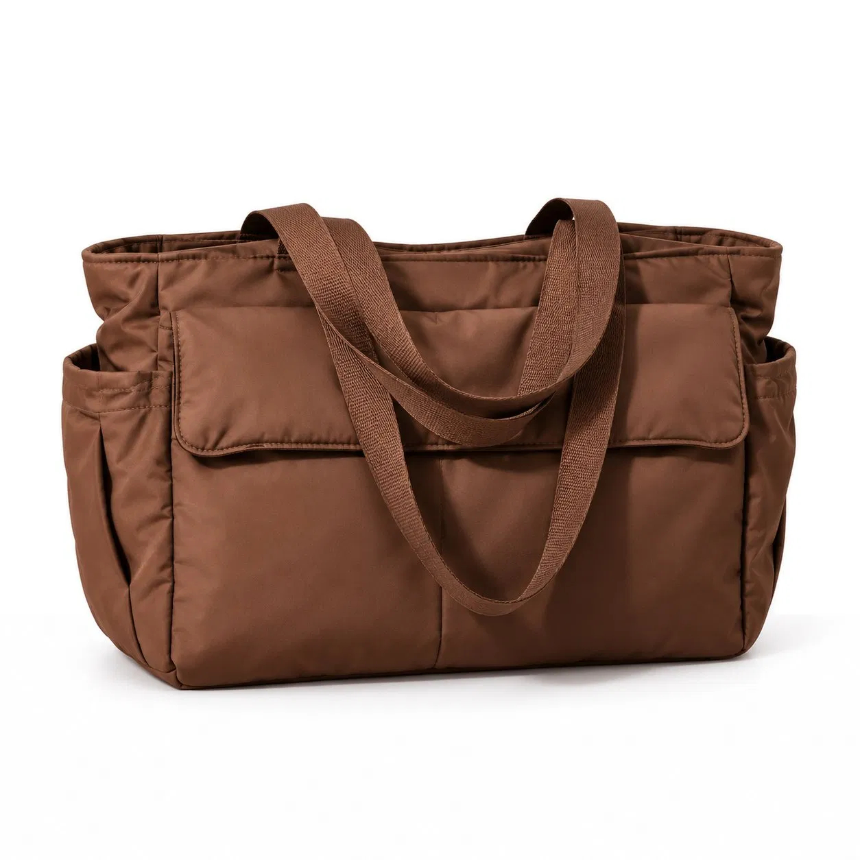 Multi Functional Nylon Diaper Tote Bag with Laptop Storage and Insulated Bottle Pockets