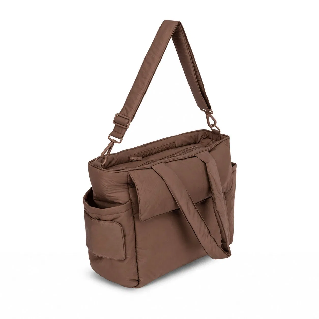 Multi Functional Nylon Diaper Tote Bag with Laptop Storage and Insulated Bottle Pockets