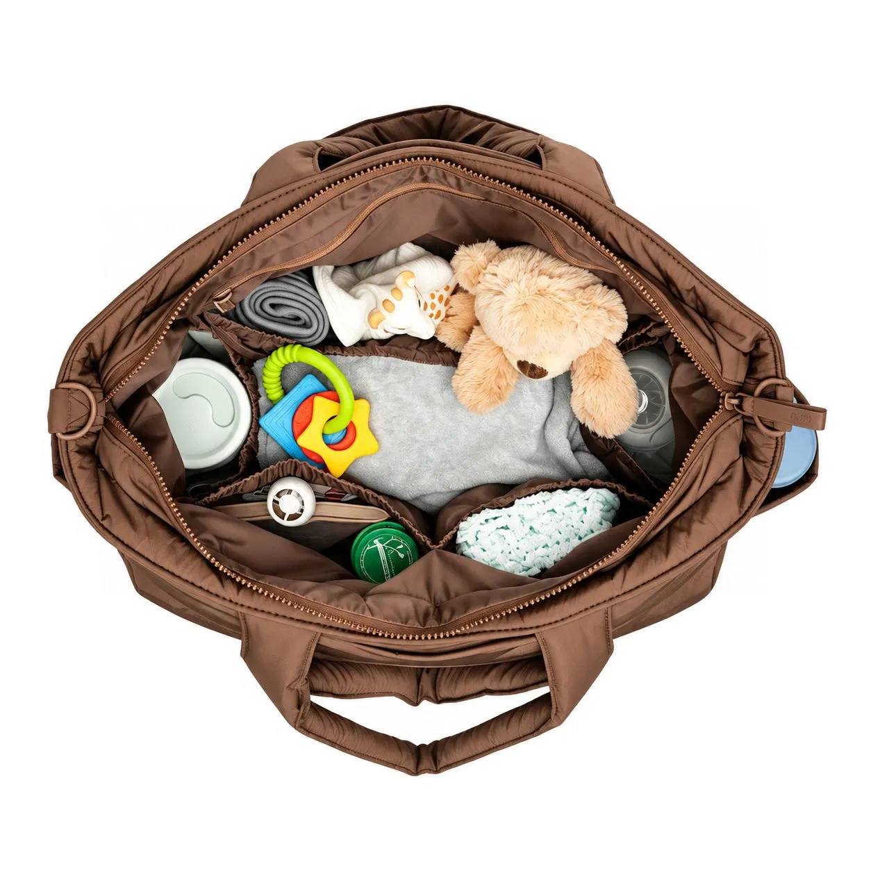 Multi Functional Nylon Diaper Tote Bag with Laptop Storage and Insulated Bottle Pockets