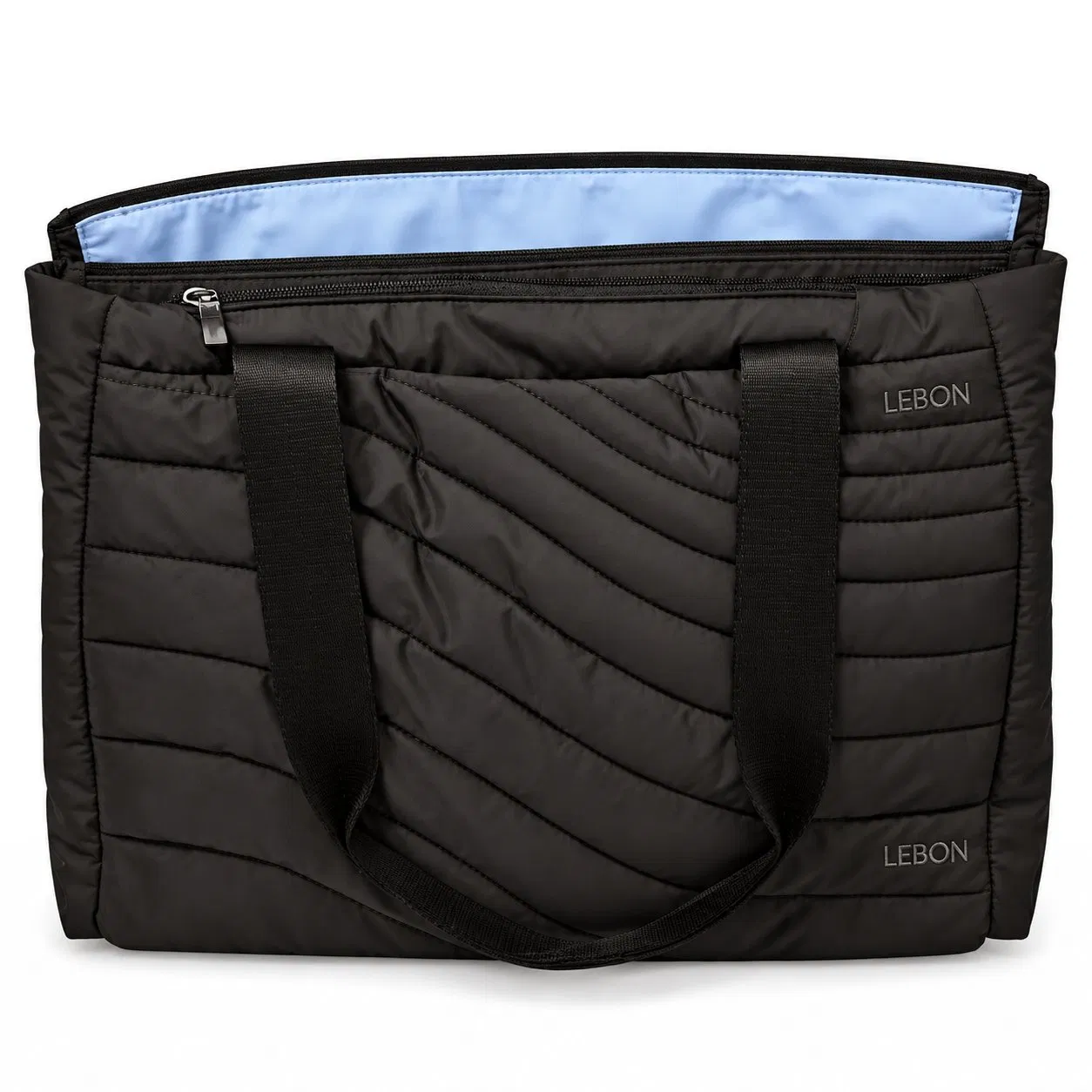 Lightweight Nylon Work Tote Bag with Padded Laptop Pocket and Expandable Bottle Pockets