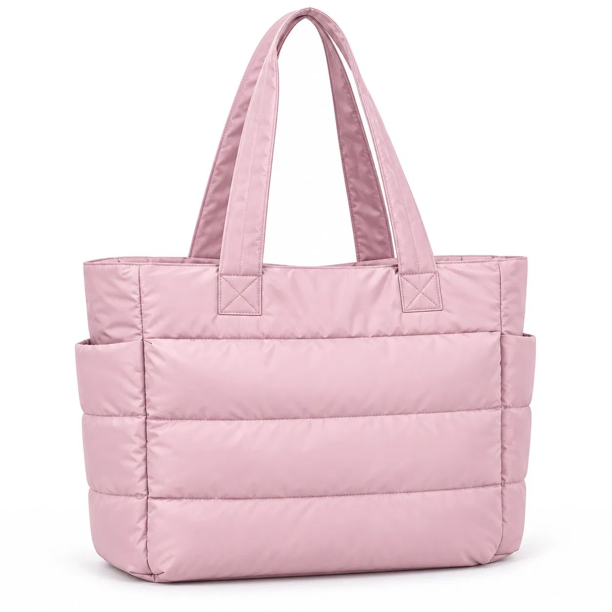 Custom Quilted Nylon Puffer Tote Bag with Compartments for Travel and Work