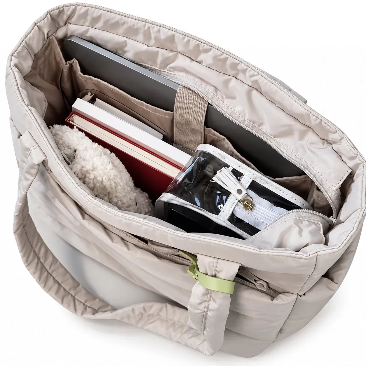 Custom Quilted Nylon Puffer Tote Bag with Compartments for Travel and Work
