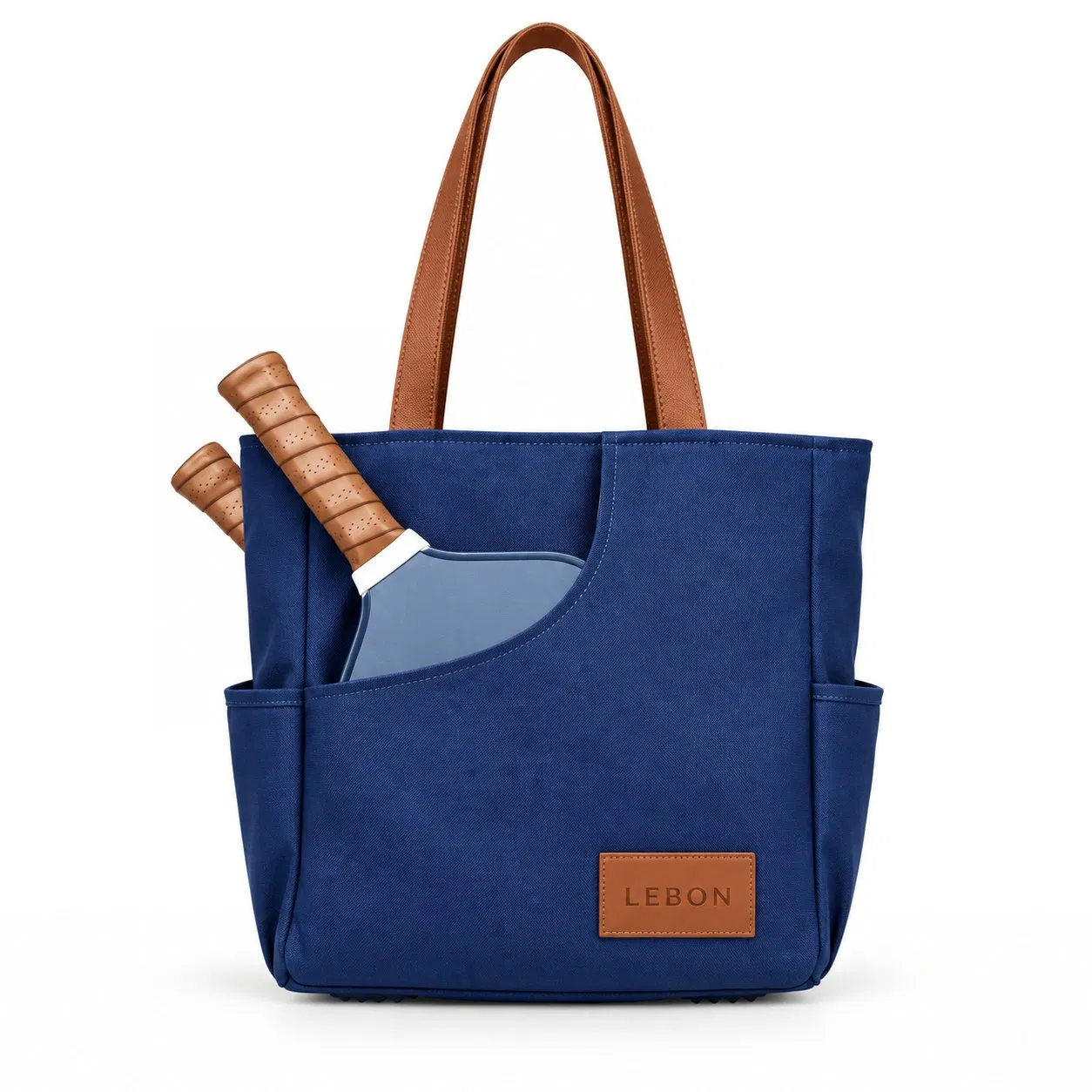 Custom Waxed Canvas Pickleball Tote Bag with Paddle Pockets and Ball Storage