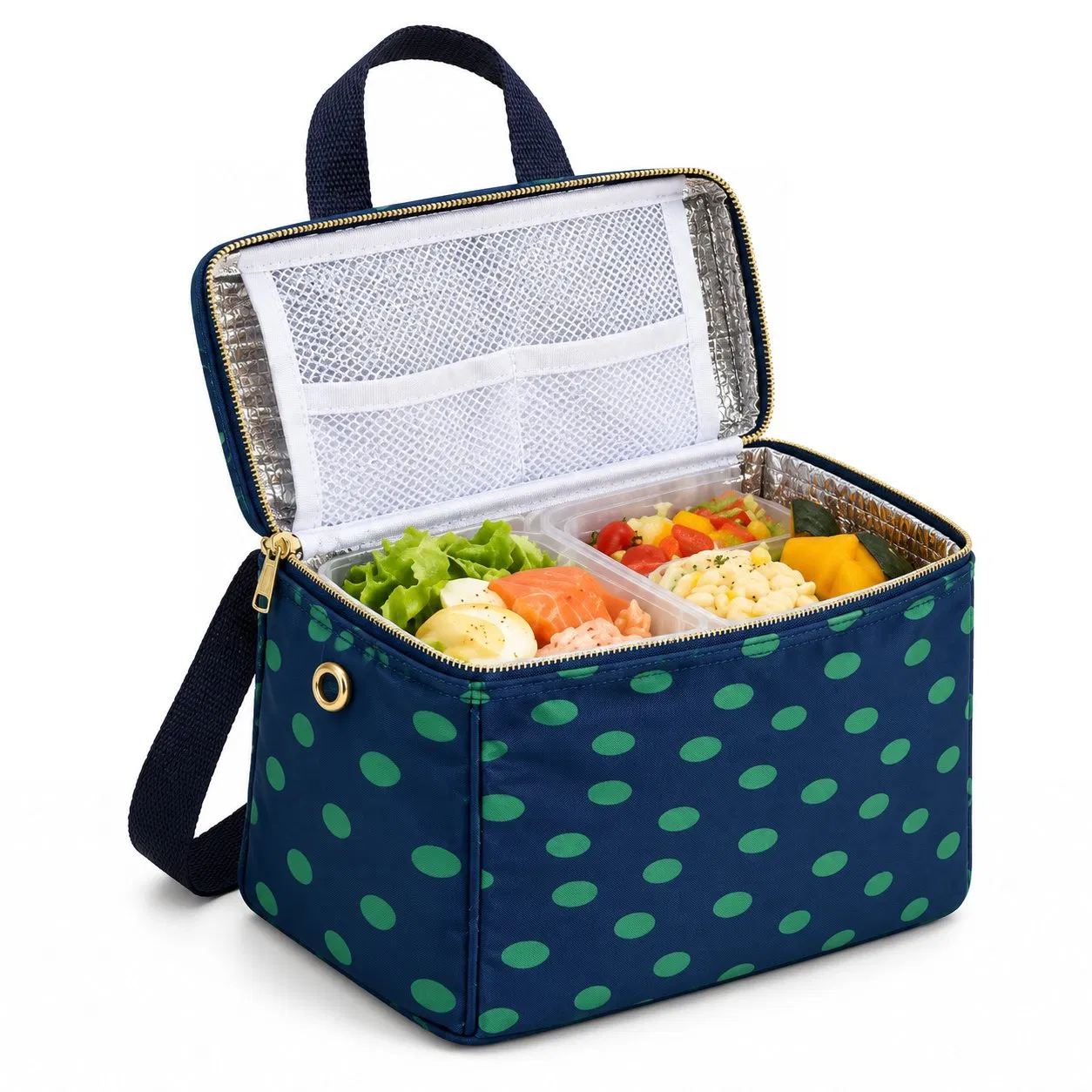Custom Printed Insulated Lunch Cooler Bag with Zipper and Carry Handles