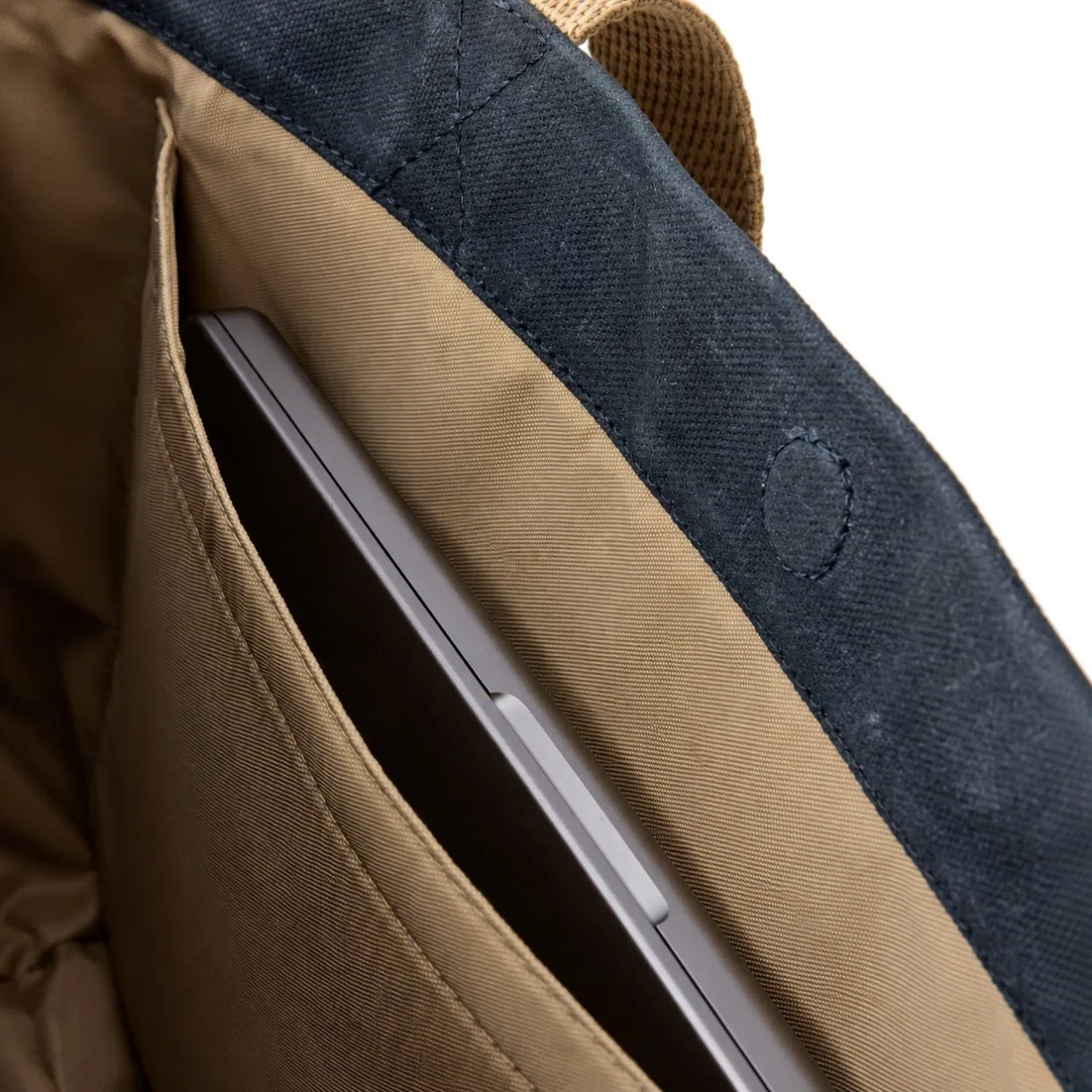 Custom Waxed Canvas Tote Bag with Reinforced Leather Base and Laptop Sleeve