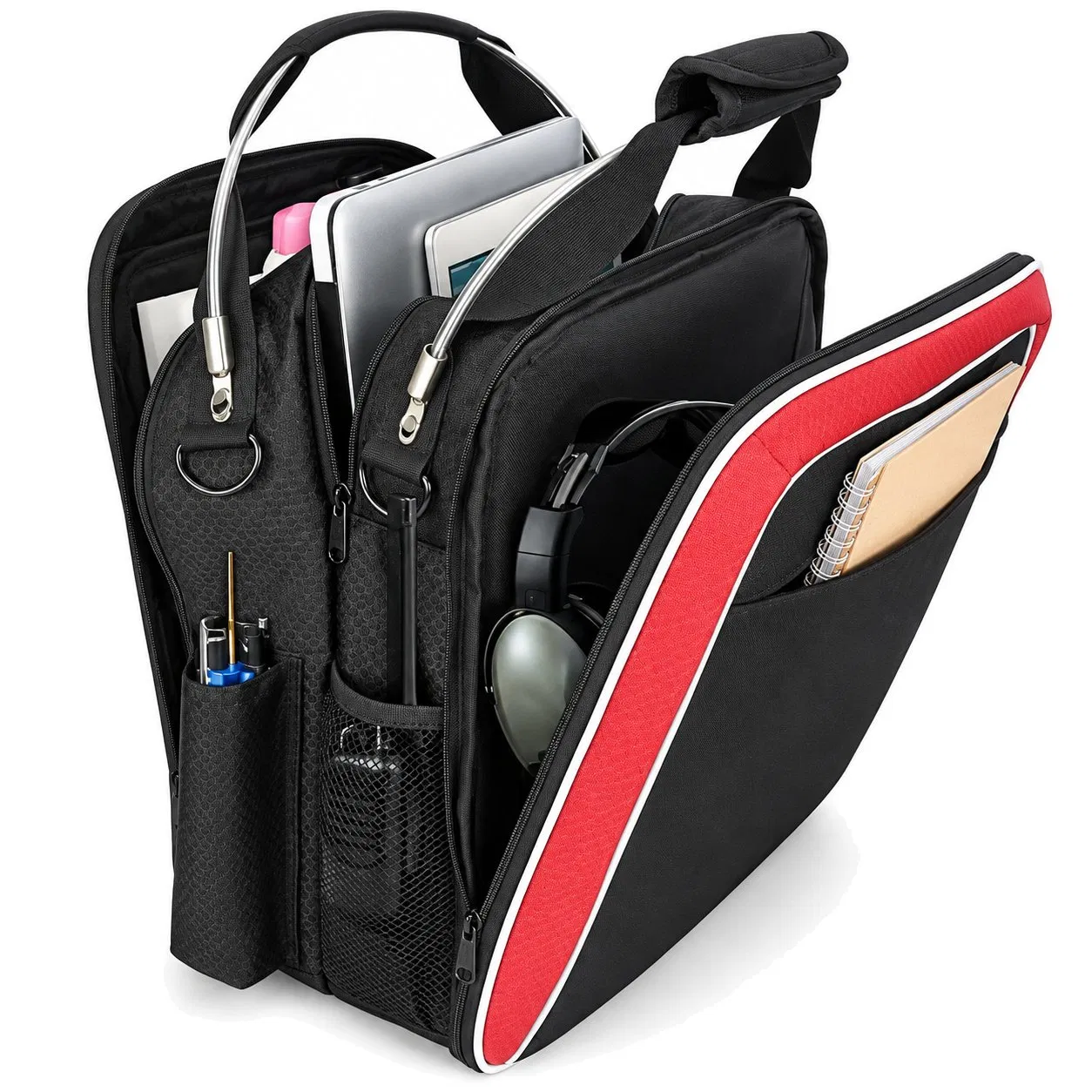 Custom Nylon Pilot Headset and Laptop Carrying Bag with Padded Compartments