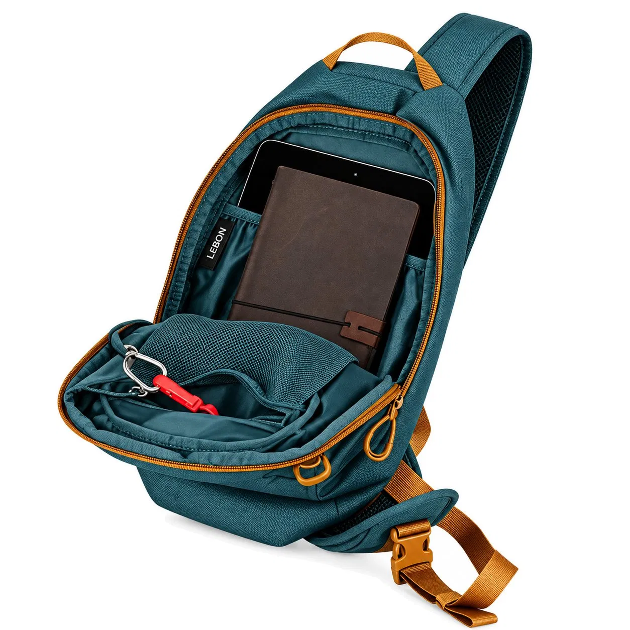 Custom 5L Polyester Sling Bag with Mesh Shoulder Strap and Dual Zip Access