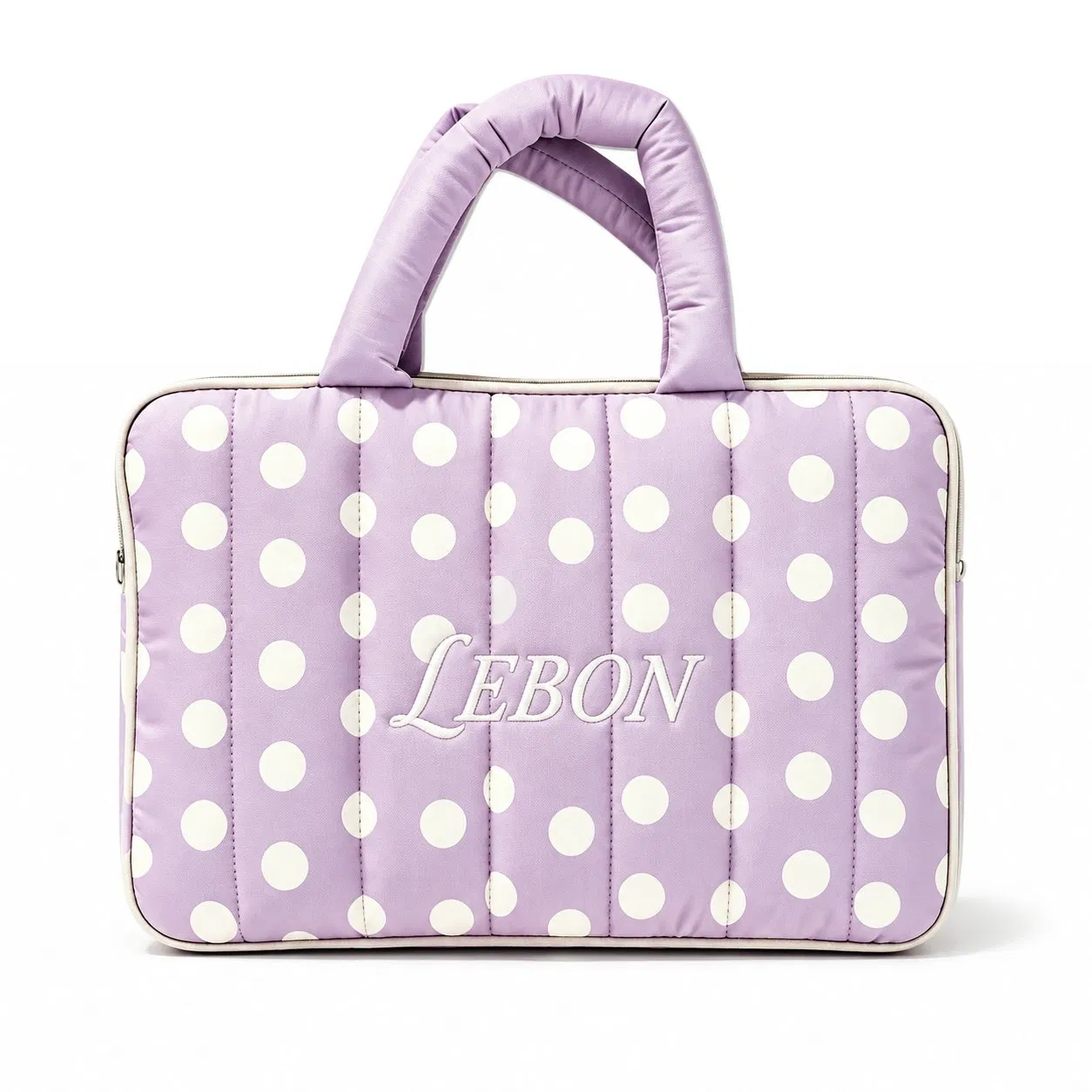 Custom Quilted Polyester Laptop Tote Bag with Polka DOT Pattern and Padded Handles