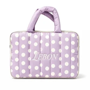 Custom Quilted Polyester Laptop Tote Bag with Polka DOT Pattern and Padded Handles