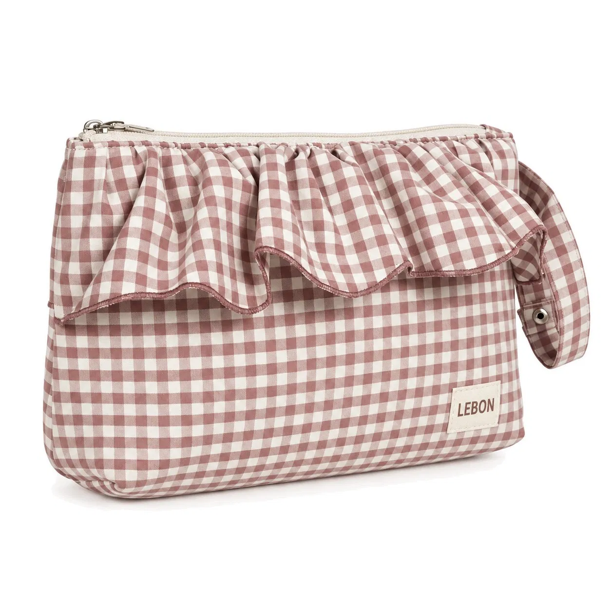 Custom Ruffle Polyester Baby Essentials Organizer Bag with Gingham Pattern