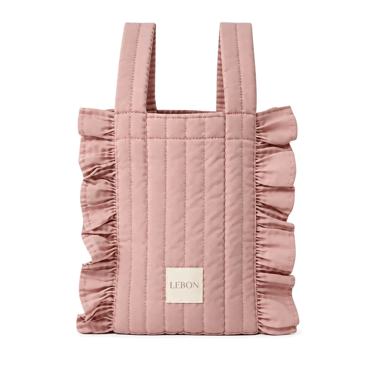 Custom Gingham Quilted Stroller Organizer Tote Bag with Ruffle Trim
