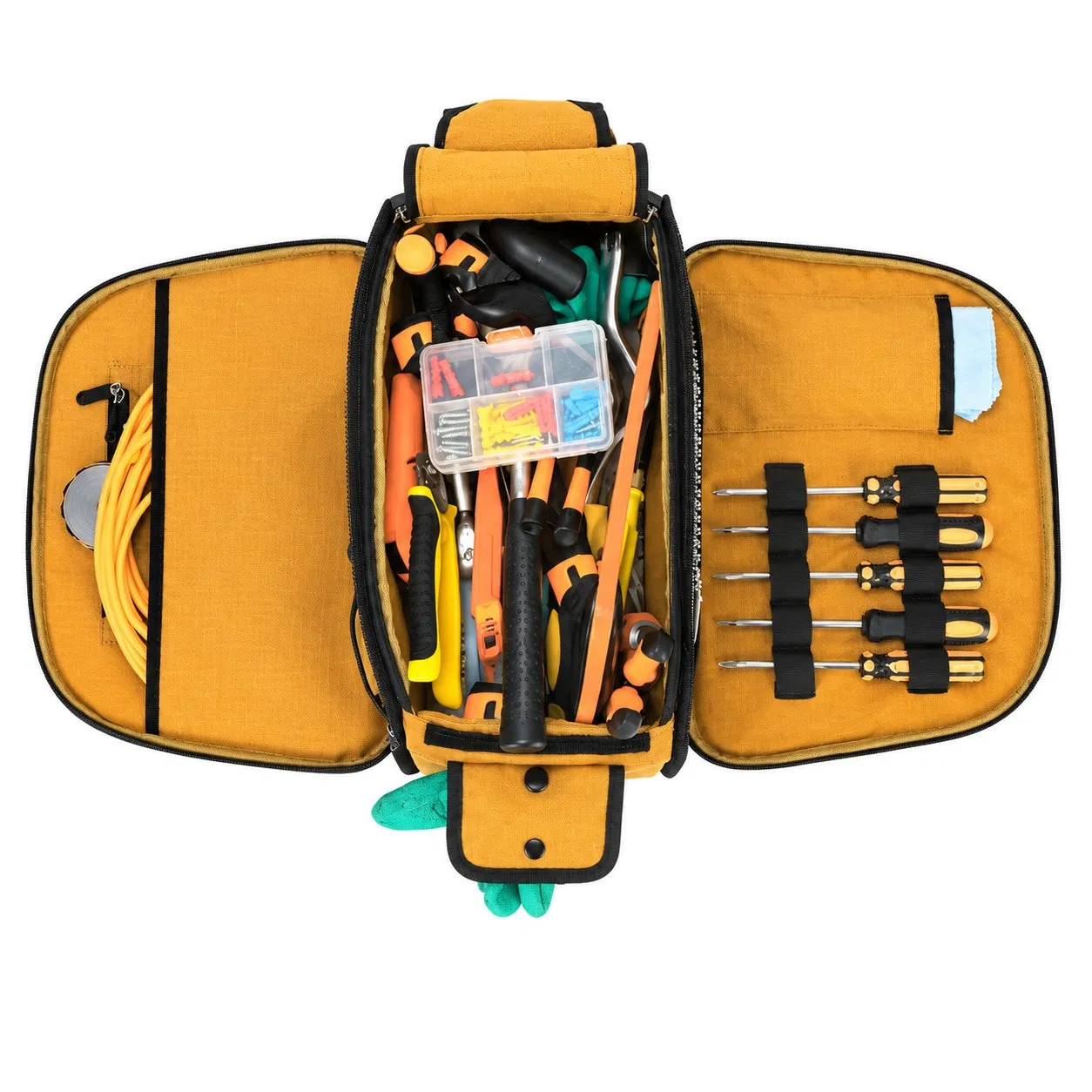 Custom Nylon Zipper Tote Organizer Bag with Multiple Compartments for Tools Crafts and Daily Storage