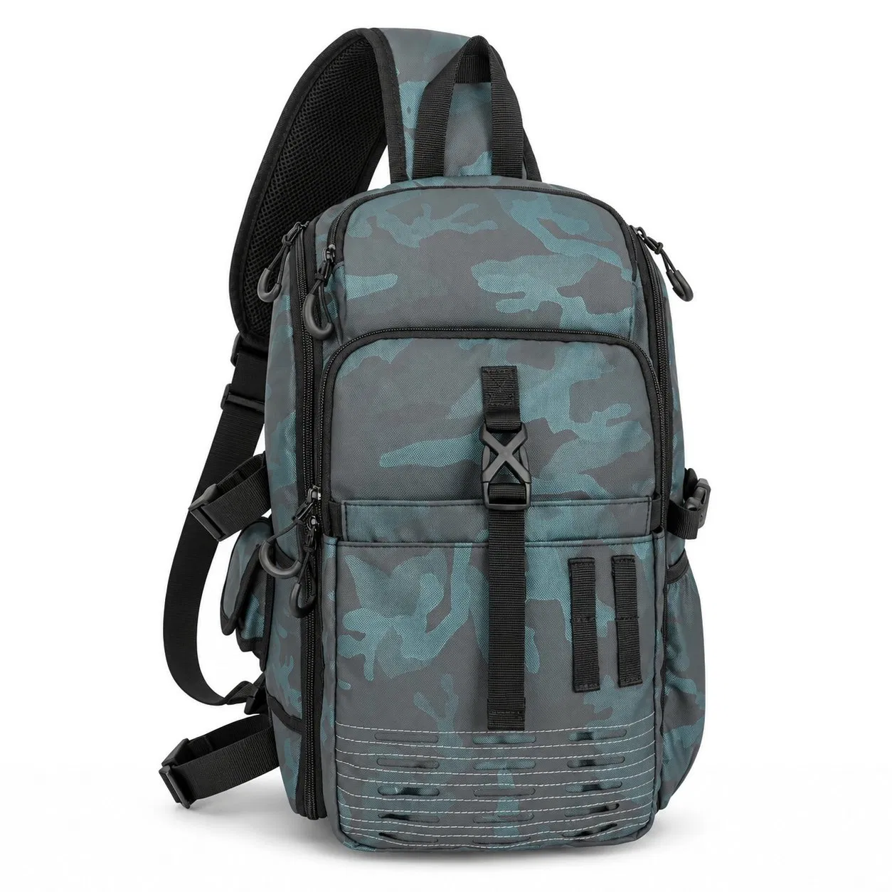 Custom Oxford Fishing Sling Bag with Rod Organizer for Outdoor Travel
