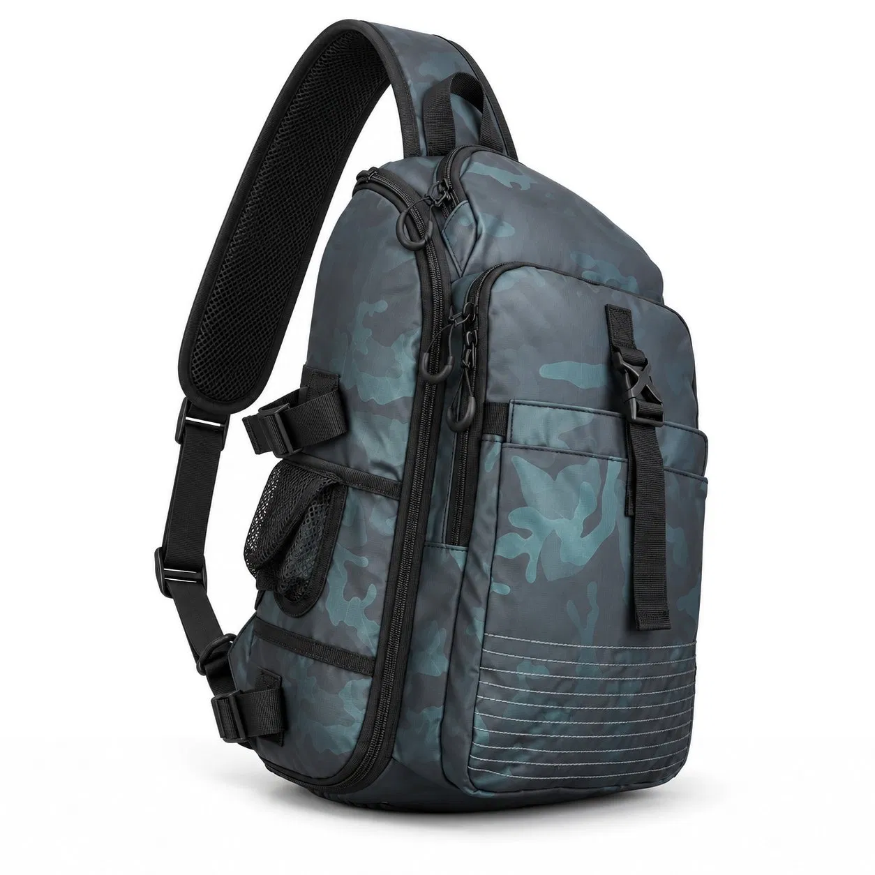 Custom Oxford Fishing Sling Bag with Rod Organizer for Outdoor Travel