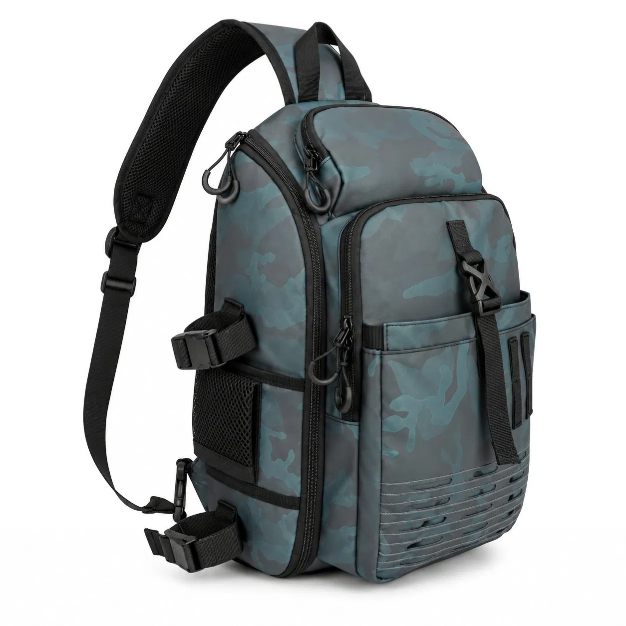 Custom Oxford Fishing Sling Bag with Rod Organizer for Outdoor Travel