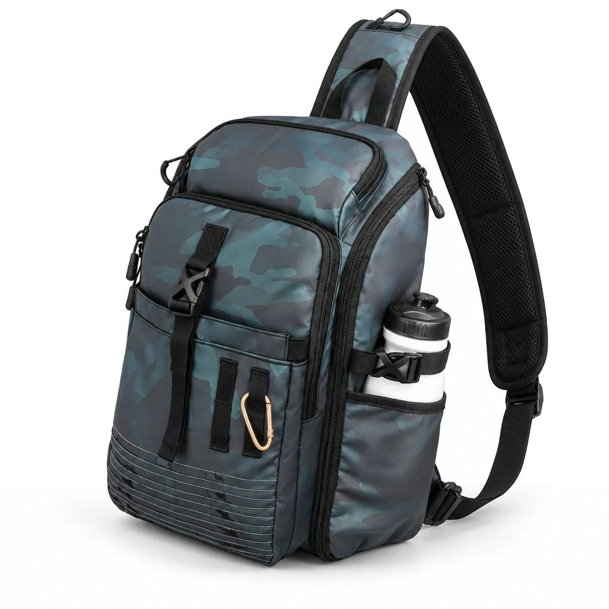 Custom Oxford Fishing Sling Bag with Rod Organizer for Outdoor Travel