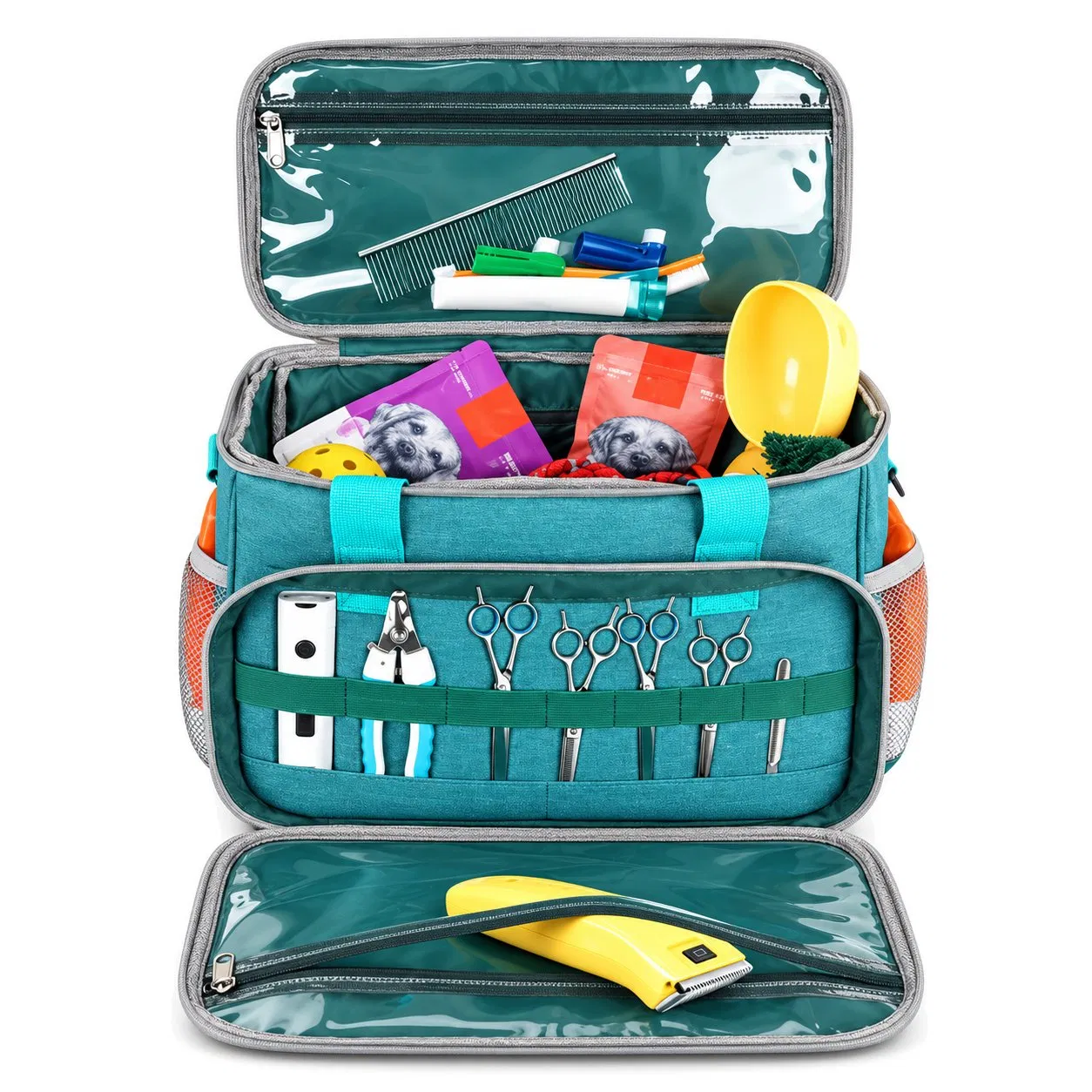 Custom Oxford Pet Grooming Tool Bag with Multi Pocket Organizer