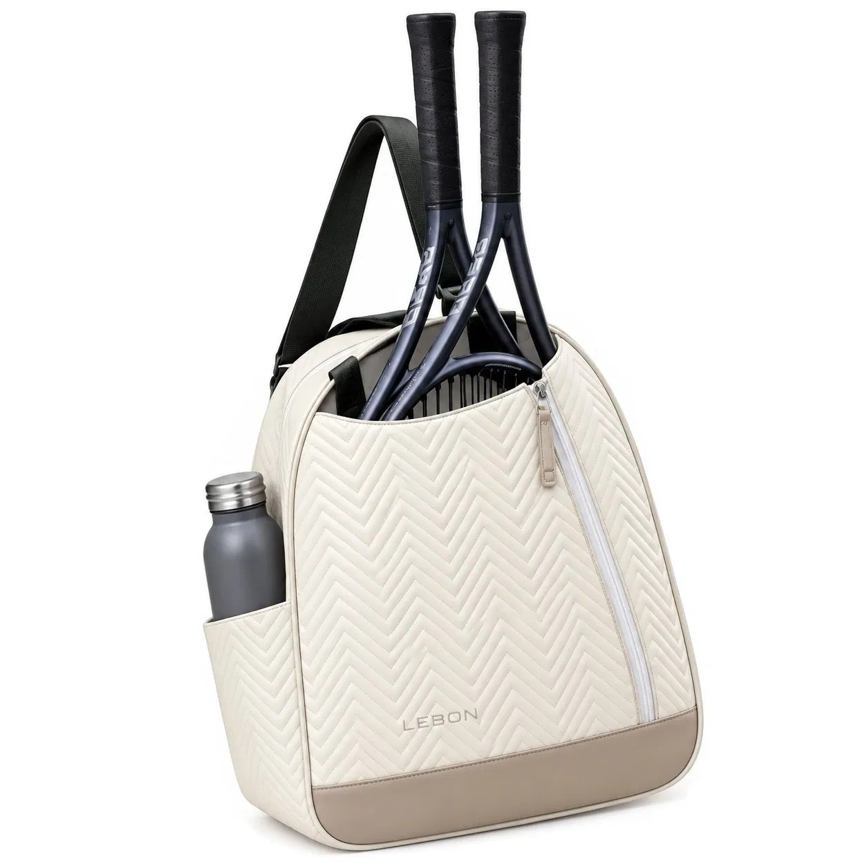 Custom Quilted Tennis Racket Backpack with Water Bottle Pocket