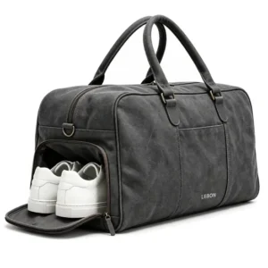 Custom Canvas Weekender Duffle Bag with Shoe Compartment for Travel Gym