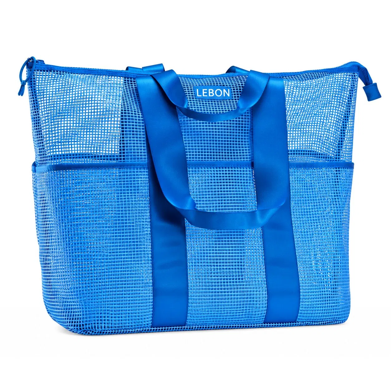 Multi Pocket Mesh Beach Tote Bag with Zipper for Swimming Travel Shopping