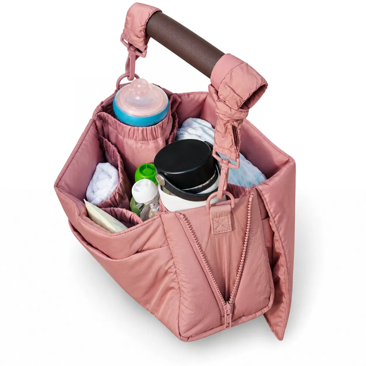 Custom Nylon Baby Stroller Organizer Diaper Caddy Crossbody Bag