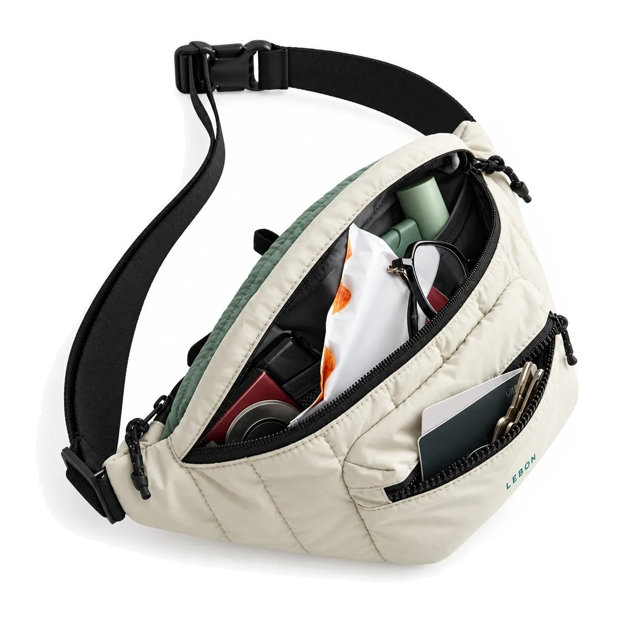 Custom Quilted Nylon Waist Sling Bag for Travel Sports and Daily Use